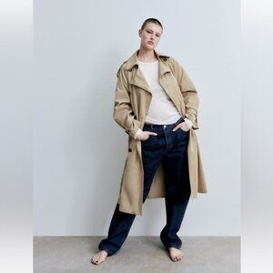 🩷 Zara - Women's Oversized Pocket Trench Coat - Beige. Size: M. NWT (1690)